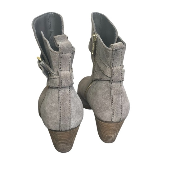 Ralph Lauren Women’s Macie Gray Suede Leather Bootie Boots 8B Buckle Strap Heel - Picture 4 of 10